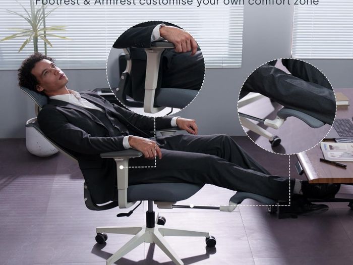 Brand New Office/Gaming Chair, Foldable Backrest for Small Spaces, Flip-up Armrests, Footrest(!) - Grey