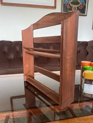 Vintage Wooden Two Tier Counter or Wall Hanging Spice Rack