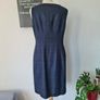 Vintage 1990s 'Richard Lewis Dublin' grey black cocktail party dress sweetheart neckline LBD L large Races Wedding outfit Image 5