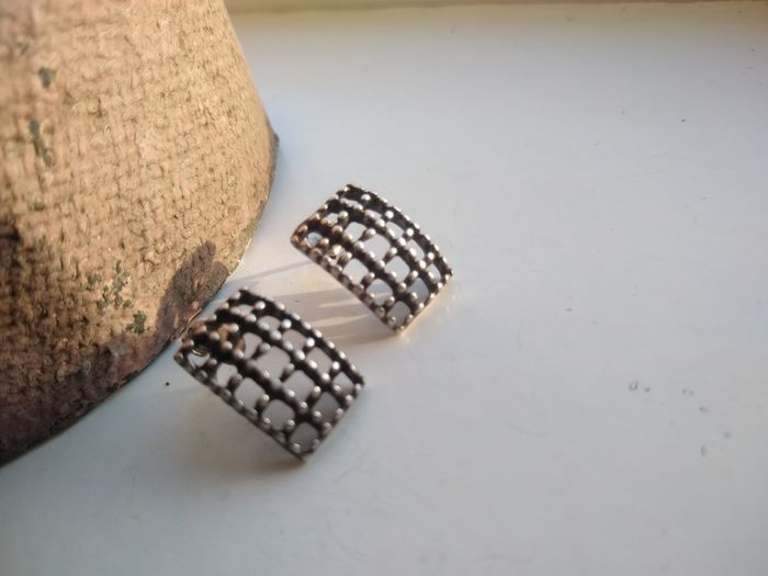 Silver earings.