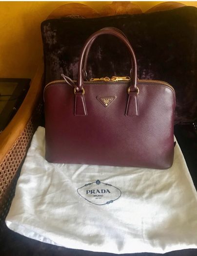 Stunning Prada Saffiano Lux Leather Burgundy Handbag