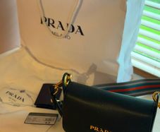 Authentic Prada 1BD352 Pattina Vitello Phenix crossbody bag in black