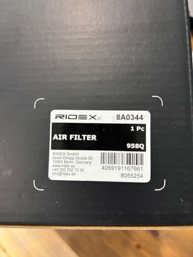 New Ridex Air Filter (8A0344) x2 for Mazda MX-5 NA
