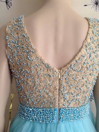 Brand new Pearl beaded DEBS Dress / Princess dress in Blue / AQUA