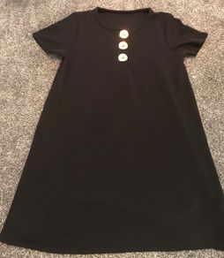 Black Dress with large gold buttons