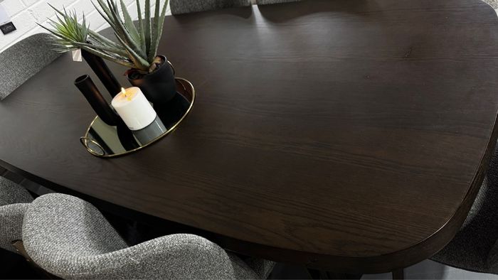 Dark Brown Oak Dining table 210cm Ex Display Like New