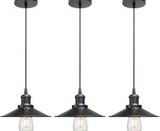 NEW SALE | Vintage Industrial Style Ceiling Pendant Lights,Set of 3 Black Metal Pendant Lights,Hanging Light Fixture for Kitchen Island,Farmhouse,Living Room,Bedroom