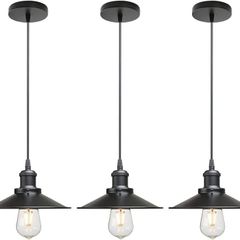 NEW SALE | Vintage Industrial Style Ceiling Pendant Lights,Set of 3 Black Metal Pendant Lights,Hanging Light Fixture for Kitchen Island,Farmhouse,Living Room,Bedroom