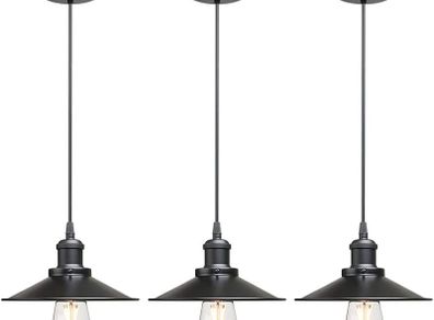 NEW SALE | Vintage Industrial Style Ceiling Pendant Lights,Set of 3 Black Metal Pendant Lights,Hanging Light Fixture for Kitchen Island,Farmhouse,Living Room,Bedroom