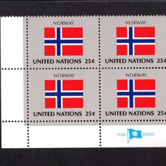 1988 United Nations New York Norway National Flag (part of flag series) Block of 4 Mint Never Hinged (MNH)