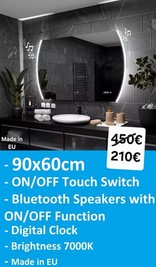 LED Bathroom Mirror Bluetooth Speakers