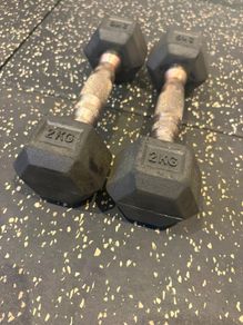 Dumbbells Rubber Hex 2kg Pair