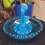 Art Deco Josef Inwald Dancing Lady Centerpiece Set Blue Satin Glass 1930s Rare Image 2