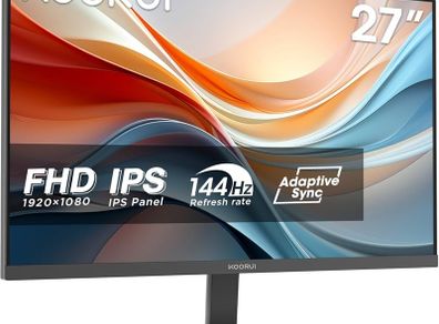 27 Inch FHD Monitor, Gaming 144Hz, IPS Computer Monitors, 1080P Pc Screen, Adaptive Sync, 5ms, VESA 100x100mm, Eye Care, HDMI, VGA