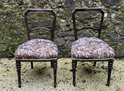 Napoleon 111 pair of ebonised salon chairs