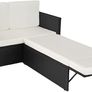 _Poly Rattan Lounge Set, 2-Seater Sofa with Backrest, Large Stool with Folding Support, Incl. Thick Cushions, Garden Furniture Set for Garden and Terrace Image 2