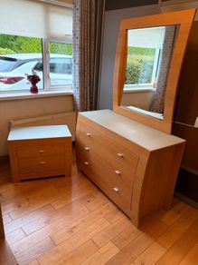 Bedroom Furniture Set, Chest of Drawers, Mirror & Bedside Locker