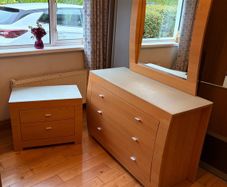 Bedroom Furniture Set, Chest of Drawers, Mirror & Bedside Locker