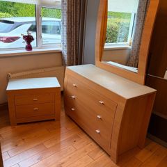 Bedroom Furniture Set, Chest of Drawers, Mirror & Bedside Locker