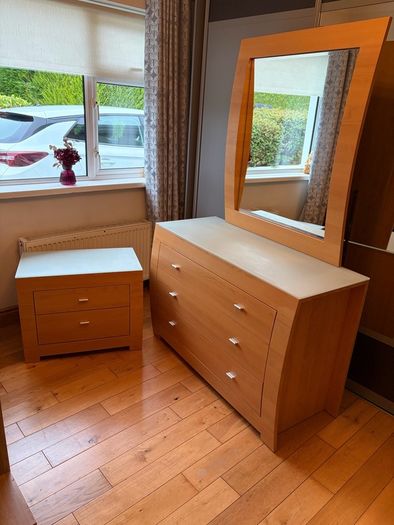 Bedroom Furniture Set, Chest of Drawers, Mirror & Bedside Locker