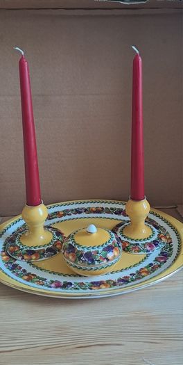 Vintage ceramic set with candles