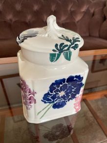 Royal Winton Tradition Romany Sponge Ware Airtight Square Tea Caddy Biscuit Storage Jar