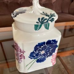 Royal Winton Tradition Romany Sponge Ware Airtight Square Tea Caddy Biscuit Storage Jar