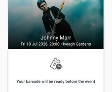 Tickets Johnny Marr Iveagh Gardens.