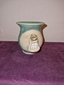 Irish Stoneware face pencil holder