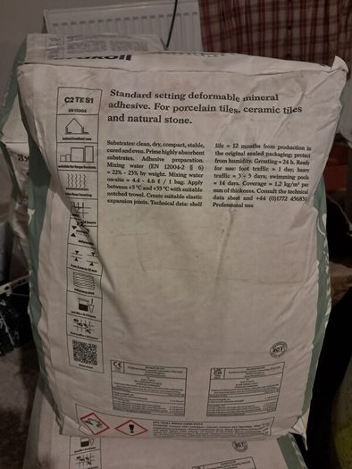 bags of tile adhesive