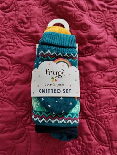 frugi hat and gloves knitted set 2-4y