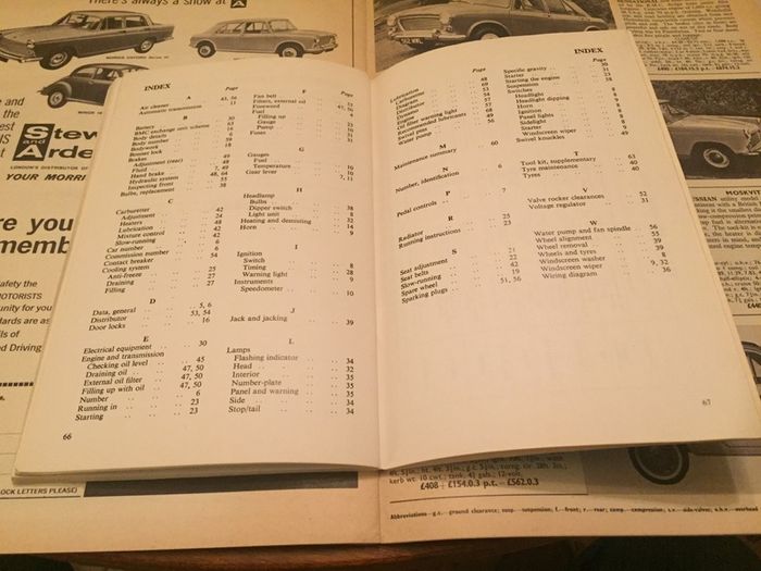 Morris 1100 Driver's Handbook. Late 1960s