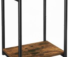 Side Table Bedside Table 2 Tiers Bedroom Steel Frame Living Room Bedroom Industrial Style Vintage Brown Black