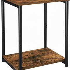 Side Table Bedside Table 2 Tiers Bedroom Steel Frame Living Room Bedroom Industrial Style Vintage Brown Black