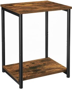 Side Table Bedside Table 2 Tier Bedroom Steel Frame for Living Room Bedroom Industrial Style Vintage Brown Black