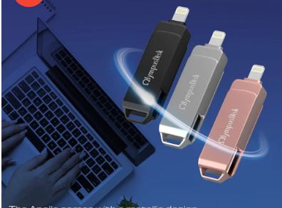 OlympusDisk, Apollo, 32GB, transfer thumb drive, rose gold