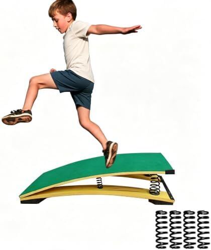 Gymnastics Springboard for Kids Vaulting Training Fitness Playing, Portable Curved Spring Board, Hard Wood Practice Equipment, Elastic Board for Home Room Athletics Training