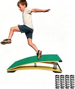 Gymnastics Springboard for Kids Vaulting Training Fitness Playing, Portable Curved Spring Board, Hard Wood Practice Equipment, Elastic Board for Home Room Athletics Training