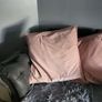 Dusky pink fully lined curtains with matching curtains Image 7