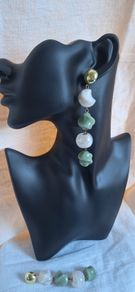 Long Green &  Ivory Statement Earrings