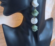 Long Green &  Ivory Statement Earrings