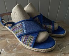sandals women Geox blue suede sequin boho style new size 6