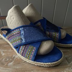 sandals women Geox blue suede sequin boho style new size 6