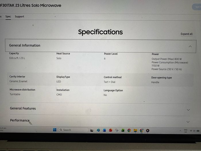 Samsung microwave oven MS23K3515AS