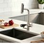 Pull Out 1 Hole Stainless Steel Kitchen Mixer Tap with Glass Washer 4 Spray Modes High Pressure Kitchen Sink Taps with Glass Rinser, Single Handle Tap for Kitchen, Bar, RV, Brushed Nickel Image 2