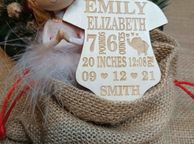main image for ad Baby Custom First Christmas Ornament Baby's Bodysuit Shape Birth Stat Ornament Baby Shower Gift Xmass gift