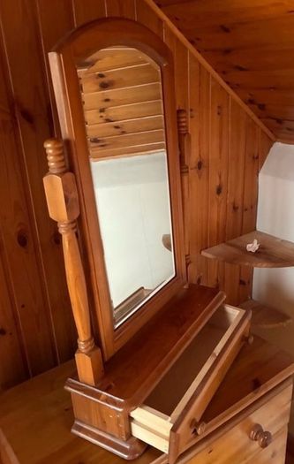 Pine Dresser Mirror with Drawer