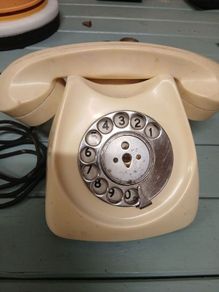 antique telephone.