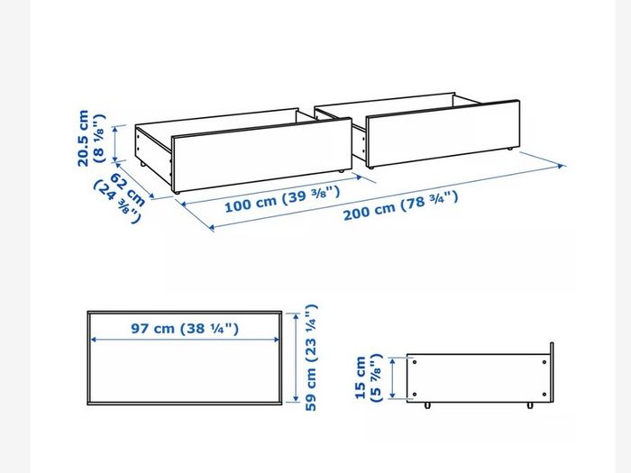 Ikea malm bed storage x2
