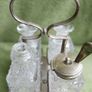 Antique Cruet Set Five Piece Silver Plate & Cut Glass w. Caddy c.1890s Victorian Tableware Image 3